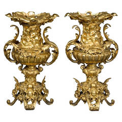 Pair of Bronze Gilded Vases