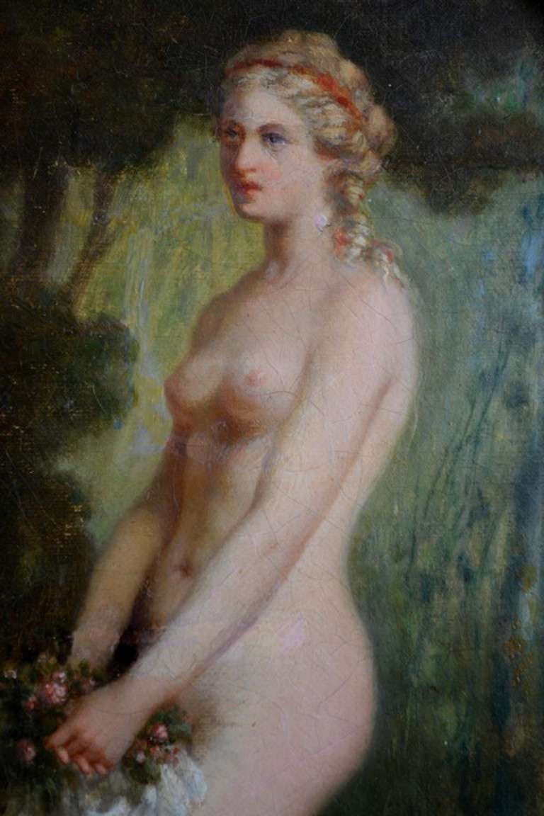 19th Century Female Nude In Garden