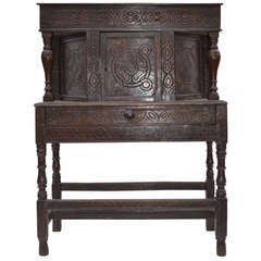 Early 19th Century Small English Oak Court Cupboard with Center Door