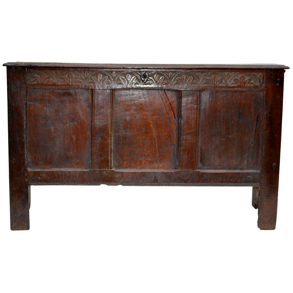 17th Century Tall English Oak Coffer For Sale