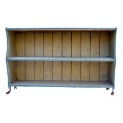 English Blue Painted Long Low Bookcase