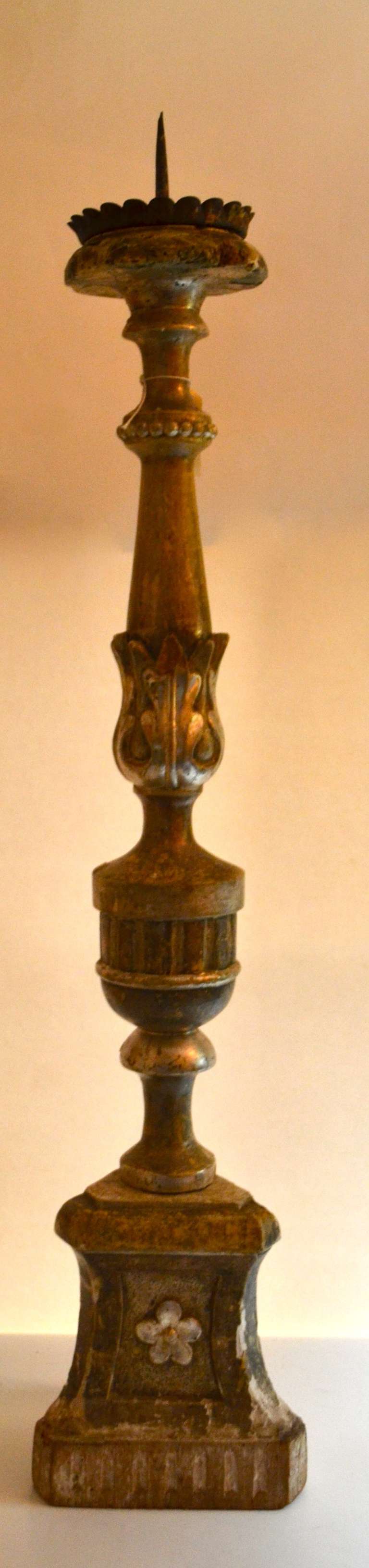 Large 18th Century Carved Silvered Alter-Stick