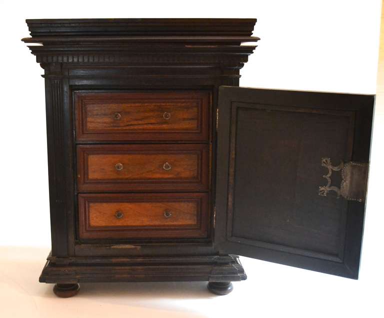 18th Century Inlaid Dutch Spice Box with Three Interiors Drawers