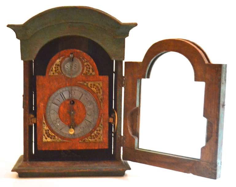 18th Century and Earlier Small 18th Century Painted Swedish Wall Clock For Sale