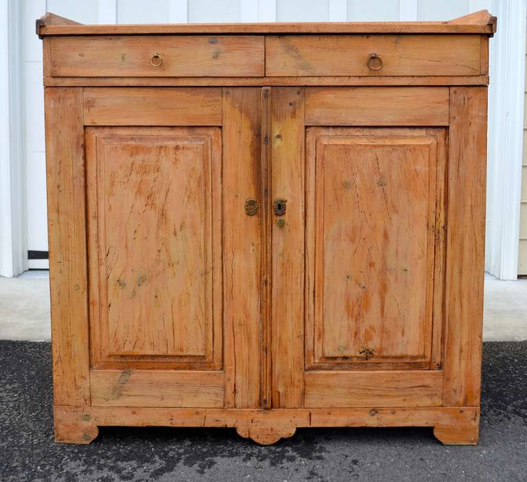 Early 19th Century Scraped Swedish Buffet, Two Doors over Two drawers
