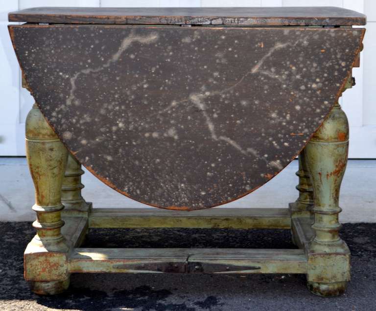 Mid 18th Century Danish Baroque Drop Leaf Table with Drawer