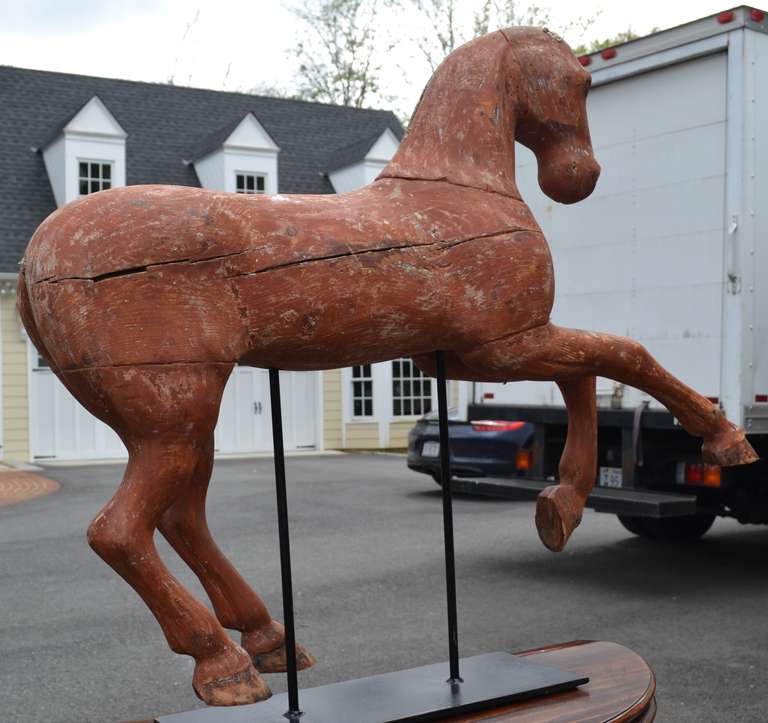 Early 19th Century Painted and Scraped Swedish Horse on Stand For Sale 1