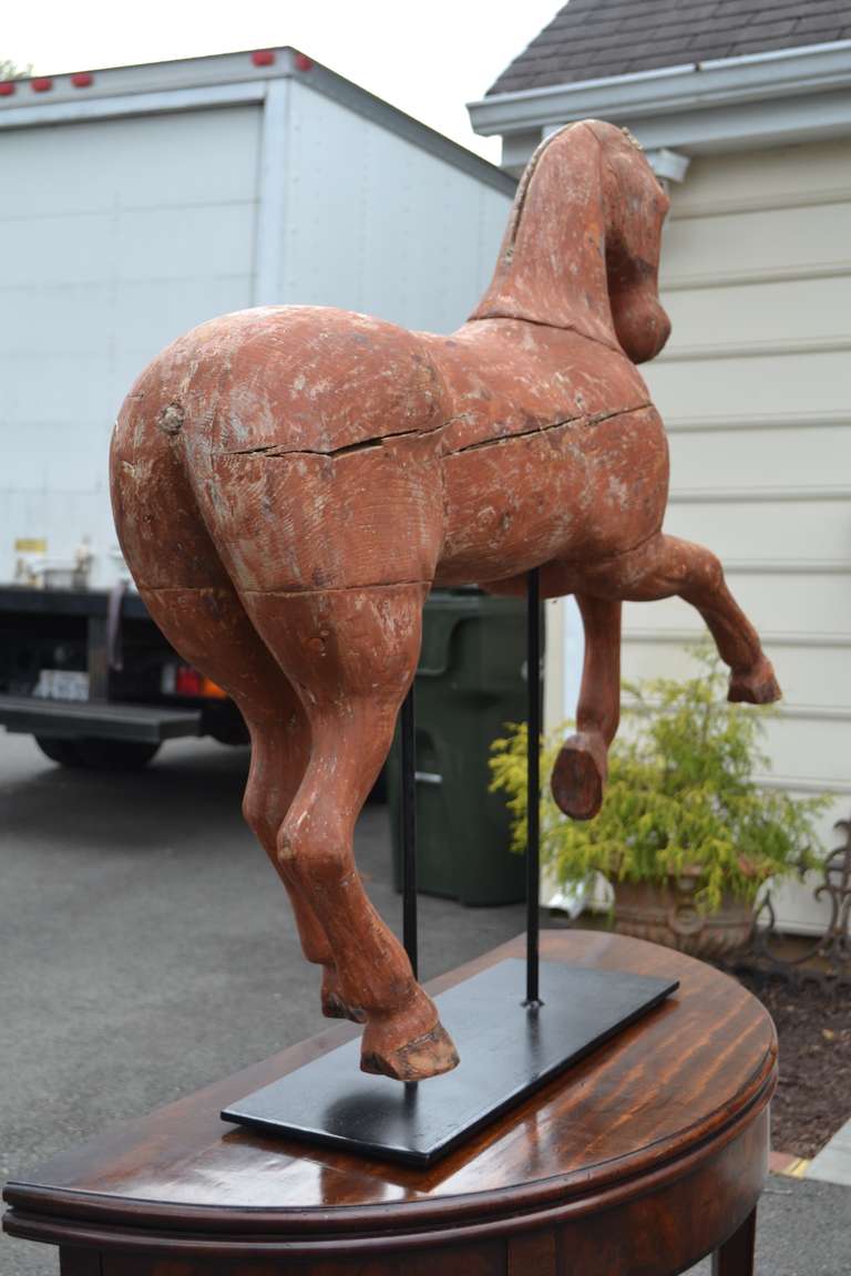 Early 19th Century Painted and Scraped Swedish Horse on Stand For Sale 2
