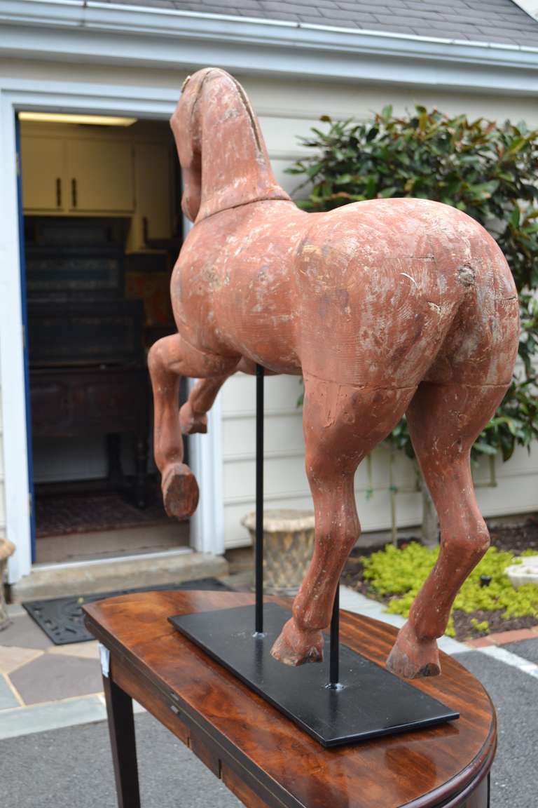 Early 19th Century Painted and Scraped Swedish Horse on Stand For Sale 3