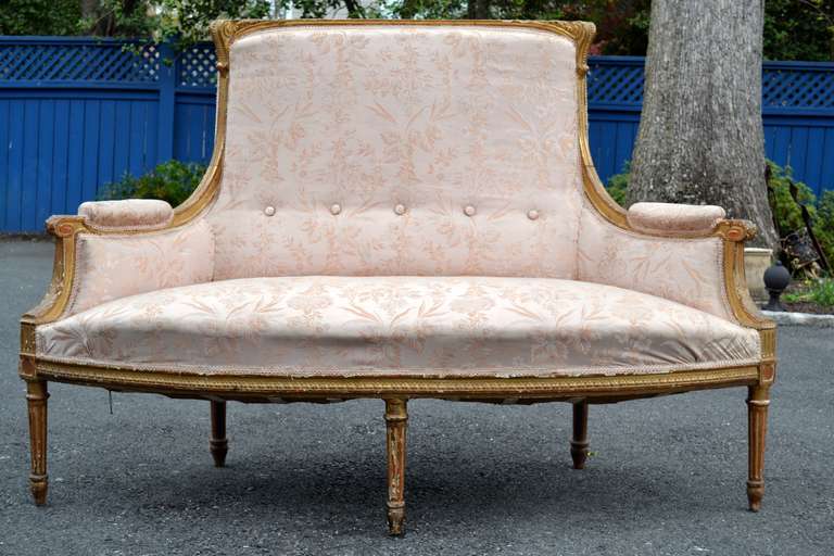 Early 19th Century Shaped and Gilded French Settee
