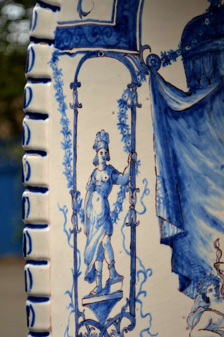 18th Century Blue and White Faience Niche Cover For Sale 1