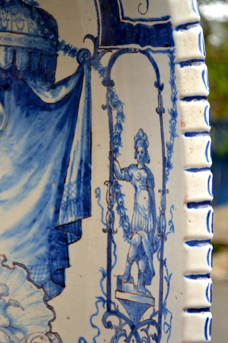 18th Century Blue and White Faience Niche Cover For Sale 2