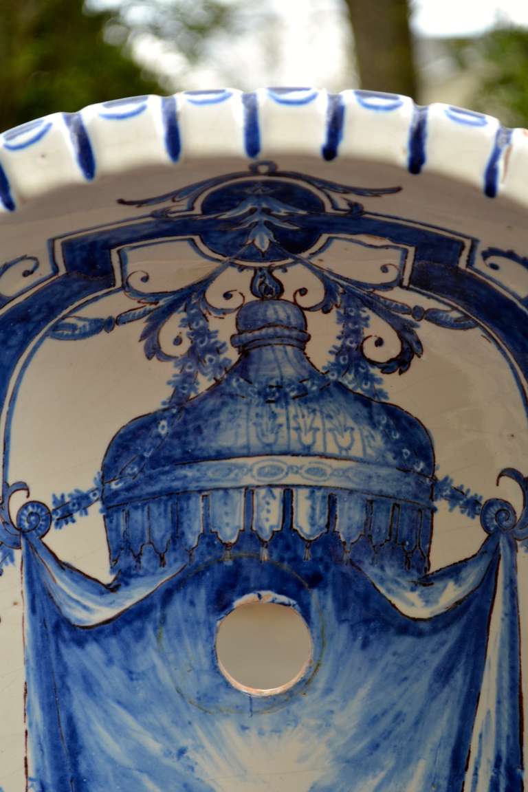 18th Century Blue and White Faience Niche Cover For Sale 3