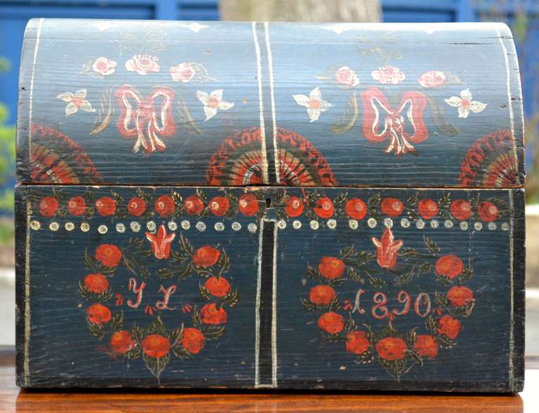 Early 19th Century Swedish Painted Dome Top Box