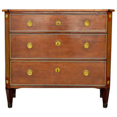 19th Century Small Mahogany Chest of Drawers with Brass Trim 19th Century Small Mahogany Chest of Drawers with Brass Trim