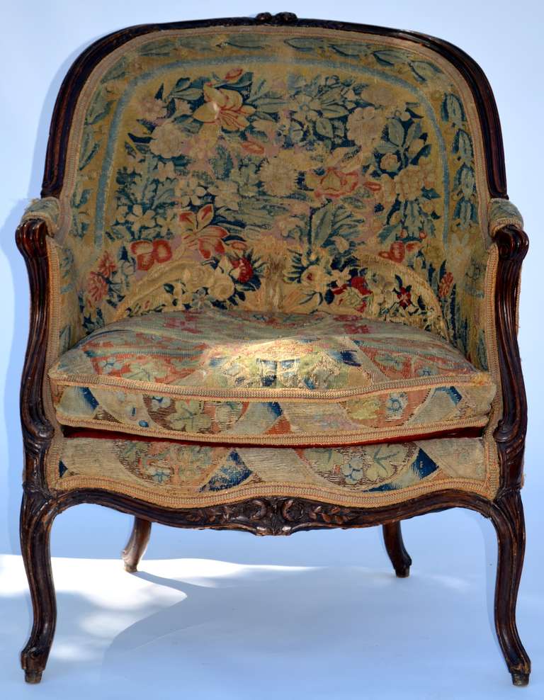 French Mid 18th Century Bergere with Flemish Tapestry For Sale