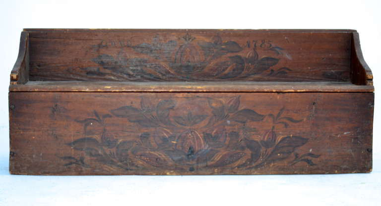Small 18th Century Painted Swedish Painted Child's Bench with Lift up Seat
