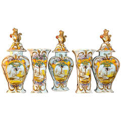 18th Century Polychrome Delft Garniture Set