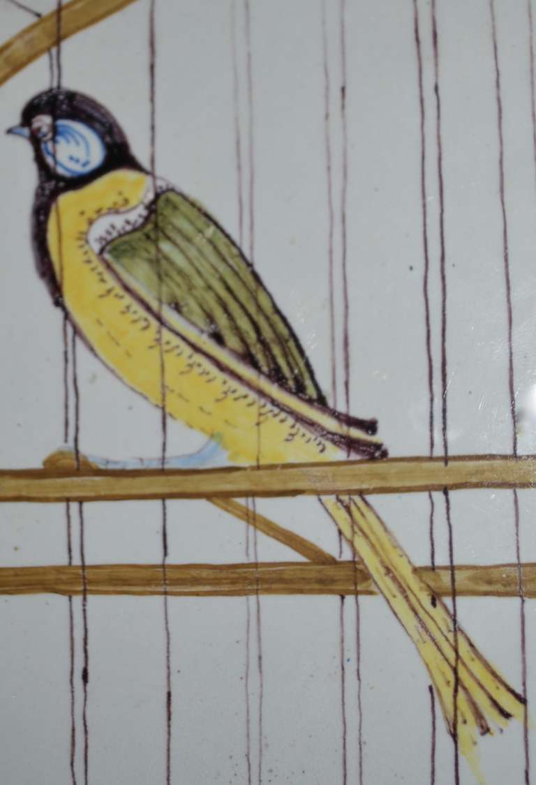 18th Century Polychrome Delft Birdcage Plaque Picture In Good Condition For Sale In Richmond, VA