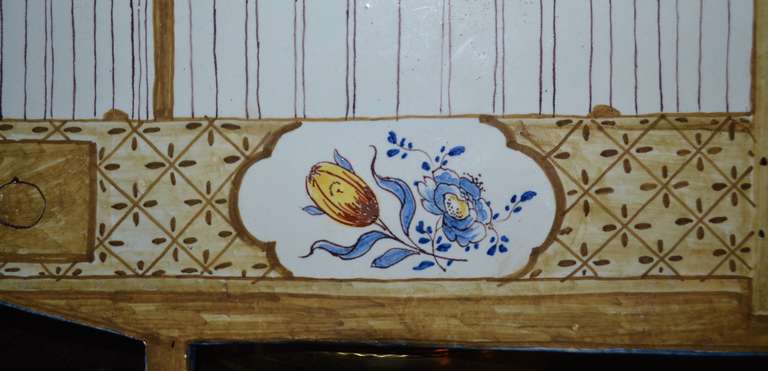18th Century and Earlier 18th Century Polychrome Delft Birdcage Plaque Picture For Sale