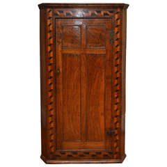 Antique Late 18th Century Inlaid Hanging Corner Cabinet
