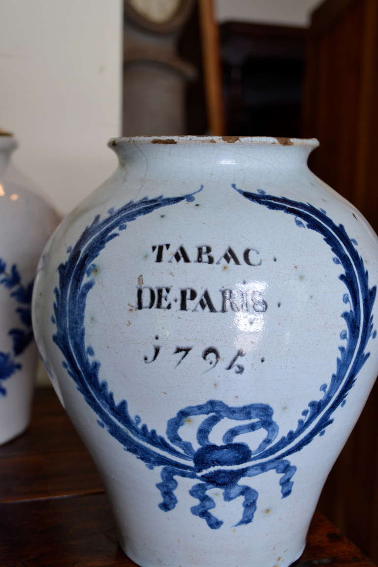 Beautiful Collection of 18th Century Delft Tobacco Jars In Good Condition For Sale In Richmond, VA