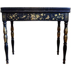 18th Century Lacquer Game Table with Turned Legs