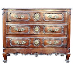 18th Century French Walnut Three Drawer Commode