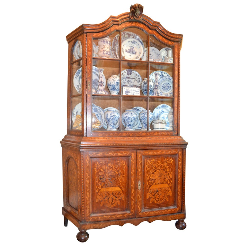 Early 19th Century Dutch Inlaid Breakfront/Cabinet For Sale
