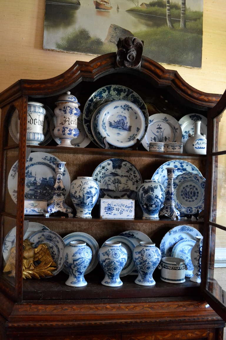 Dutch Large Wonderful Early Collection of 18th Century Delft Pottery For Sale