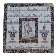 18th Century Delft Manganese Tile Picture