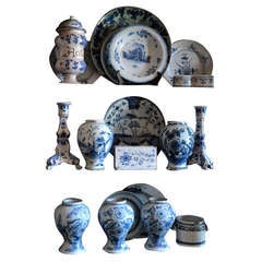 Antique Large Wonderful Early Collection of 18th Century Delft Pottery
