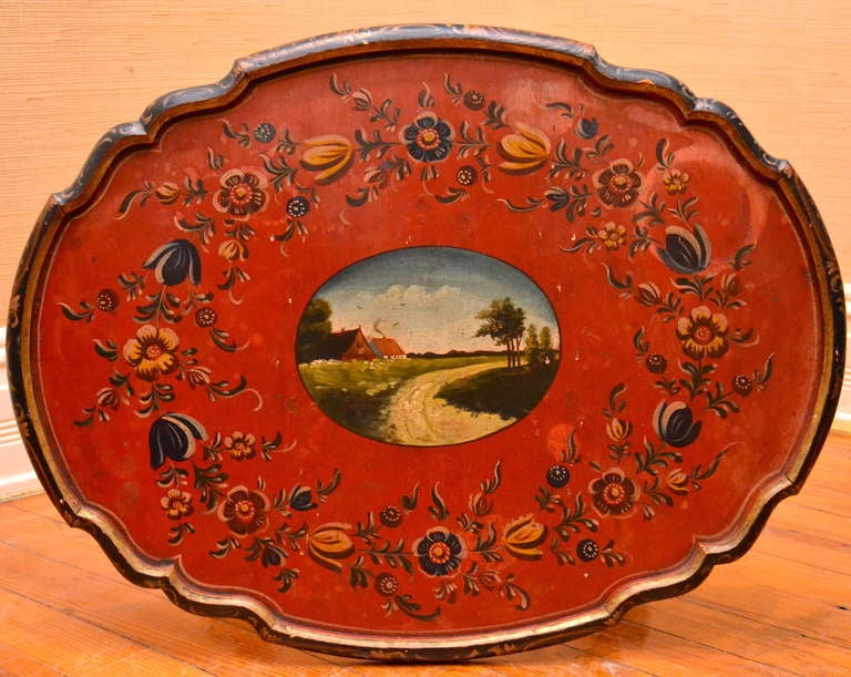 Small 19th Century Shaped and Painted Red Dutch Tripod Table