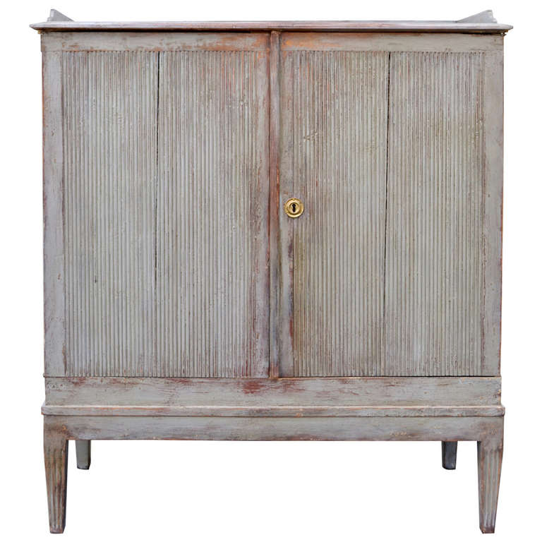 Early 19th Century Painted Gray Swedish, Gustavian Cabinet/Buffet For Sale