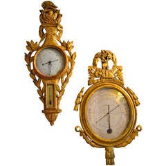 18th Century French Shaped, Carved and Gilded Barometers
