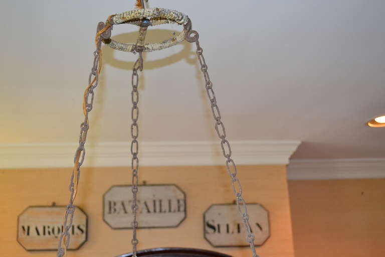 19th Century Large French Wire Basket Chandelier For Sale