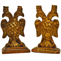 Pair of 18th Century Carved and Continental and Gilded Eagles