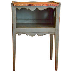 Antique 19th Century French Blue Potstand with Faux Marble Top