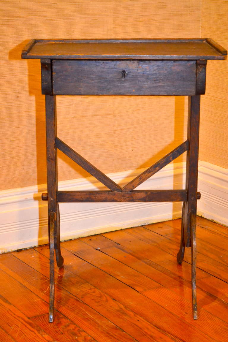 19th Century Blue Painted Swedish Table with drawer