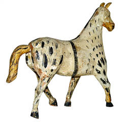 Small Painted Swedish Wooden Carved Horse