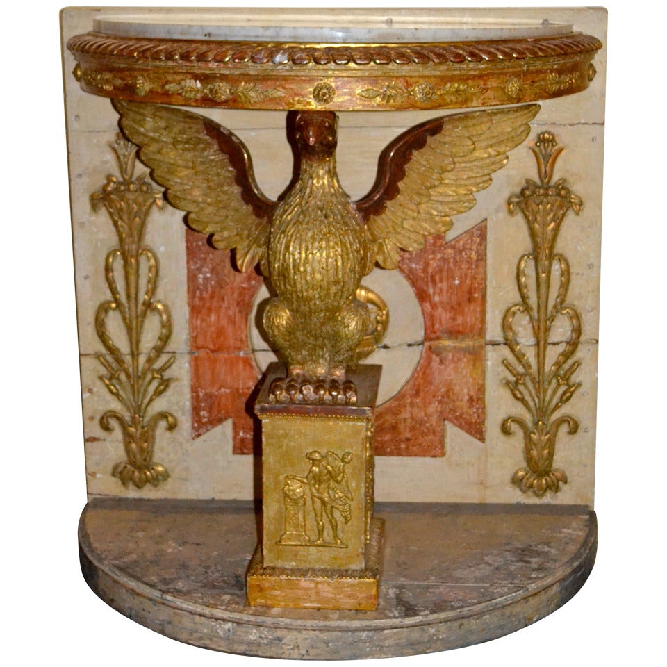 Early 18th Century Gilded, Carved and Painted Console For Sale