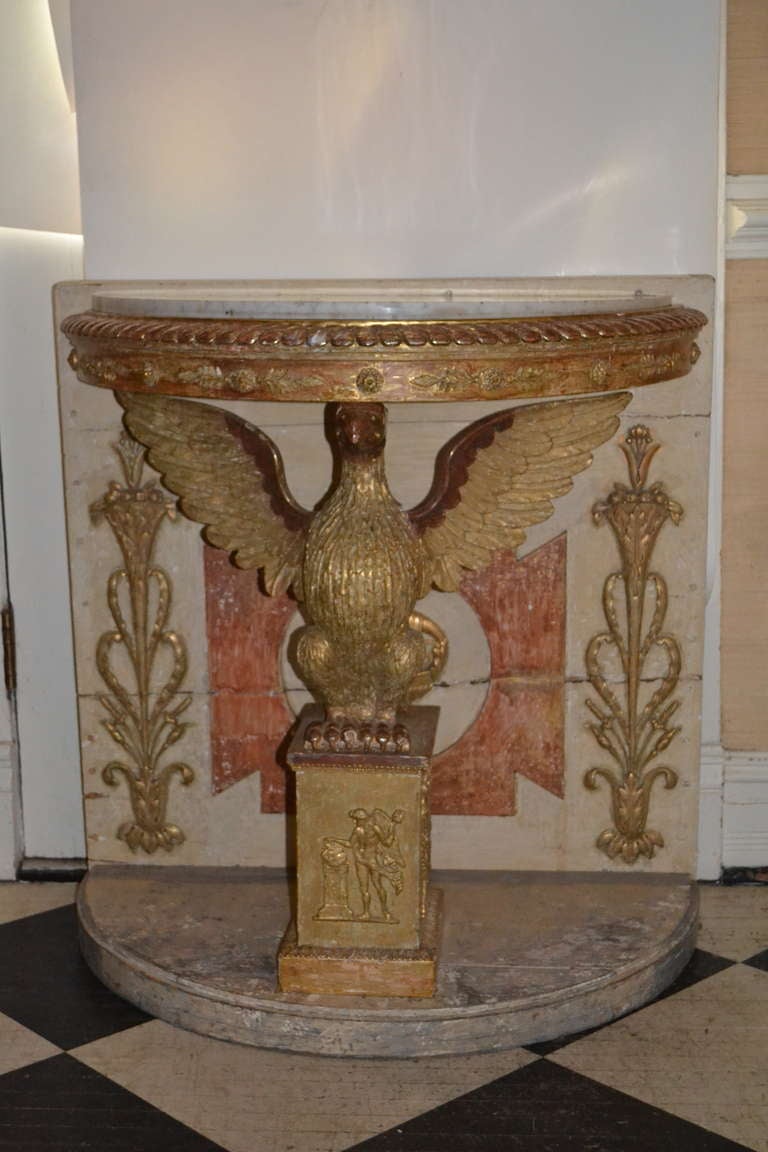 Swedish Early 18th Century Gilded, Carved and Painted Console For Sale