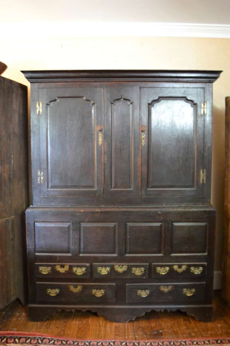 Mid 18th Century English Oak Queen Ann Cupboard/Cabinet For Sale 1