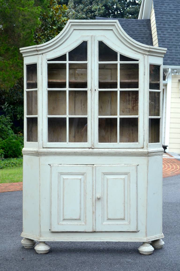 Mid-19th Century Swedish Vitrine (Cabinet) with Shaped Top
