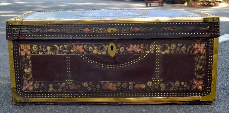 Mid-19th Century Painted Campaign Chest or Trunk