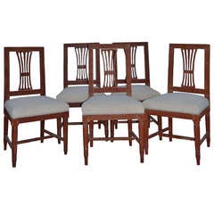 Antique Set of Five 19th Century Swedish Painted Dining Chairs