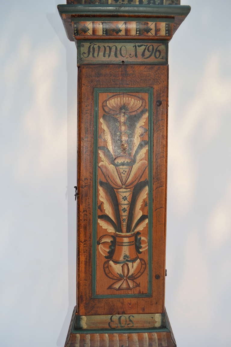 19th Century Swedish Painted Tall Case Clock from Dolana For Sale 2
