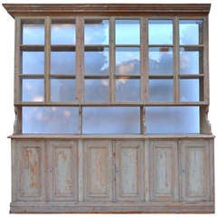 Mid 19th Century Large French Scraped Cabinet with Large Glass Top