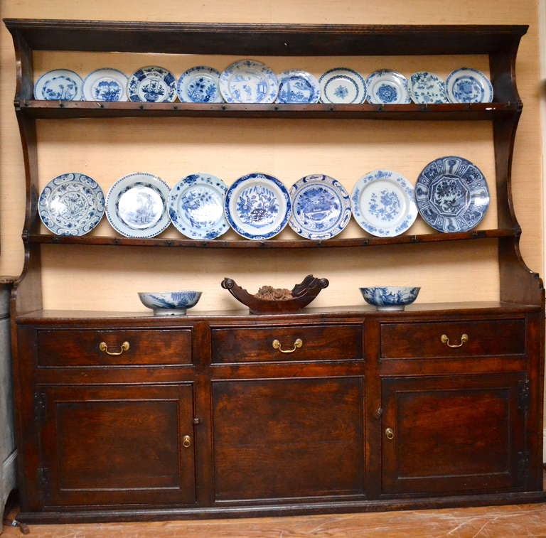 18th Century and Earlier Mid 18th Century Elm Welsh Dresser For Sale