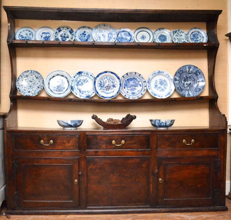 English Mid 18th Century Elm Welsh Dresser For Sale